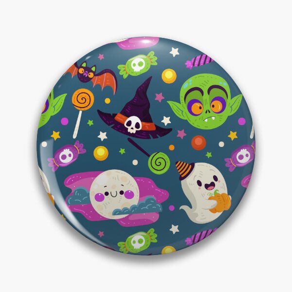 Item preview, Halloween Pattern with Monsters, Ghosts & Candy Eyeballs designed and sold by NicolaZhukov.