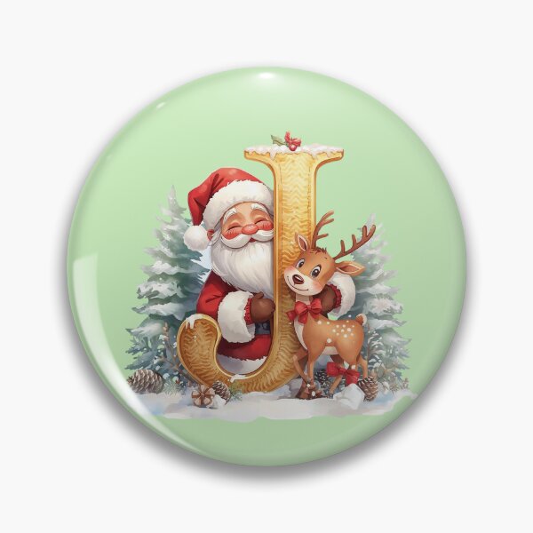 Item preview, Santa & Reindeer Monogram Letter J – Whimsical Christmas Holiday Alphabet Gift & Decor designed and sold by AmenAlways.