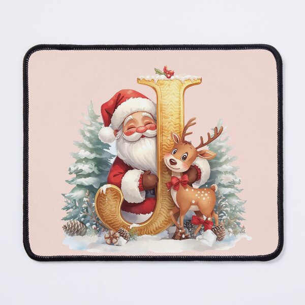 Item preview, Santa & Reindeer Monogram Letter J – Whimsical Christmas Holiday Alphabet Gift & Decor designed and sold by AmenAlways.