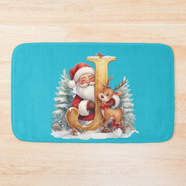 Item preview, Santa & Reindeer Monogram Letter J – Whimsical Christmas Holiday Alphabet Gift & Decor designed and sold by AmenAlways.