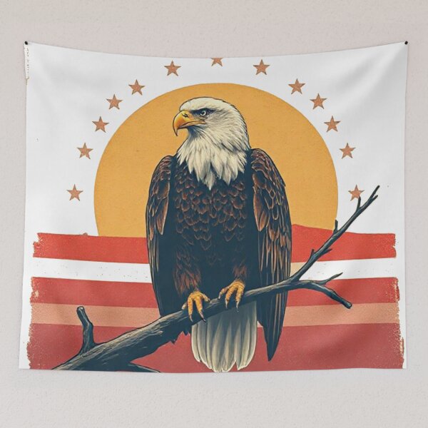 Item preview, Vintage Bald Eagle Patriotic Art | Stars and Stripes Design designed and sold by Wizdem Artworkz.