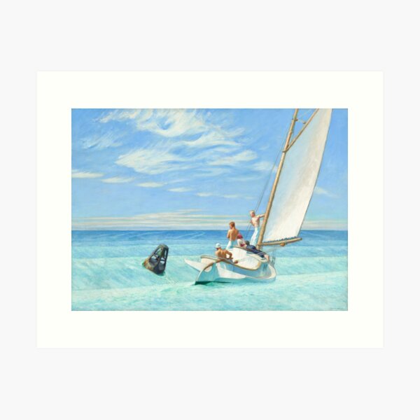 Edward Hopper Ground Swell 1939 Painting | Sailing Boats Sails  Art Print