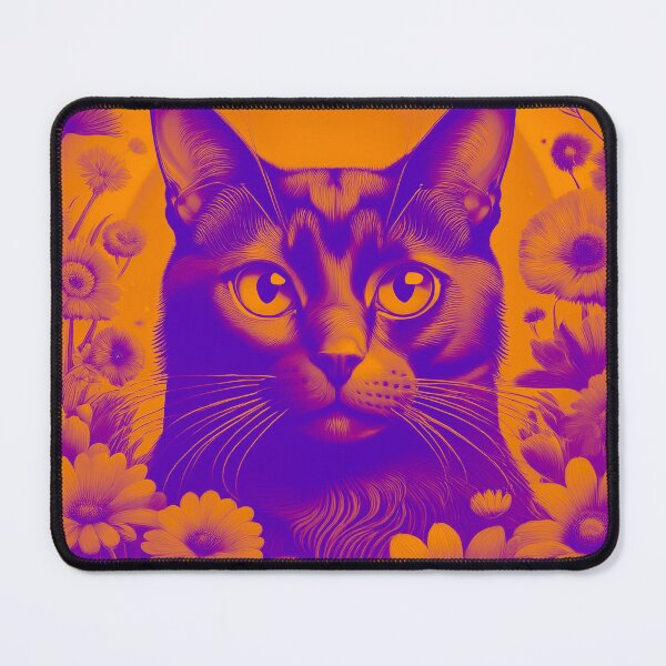 Item preview, Black Cat and Spring Flowers 2-Purple-Yellow Duotone designed and sold by Kate Anderson Art.