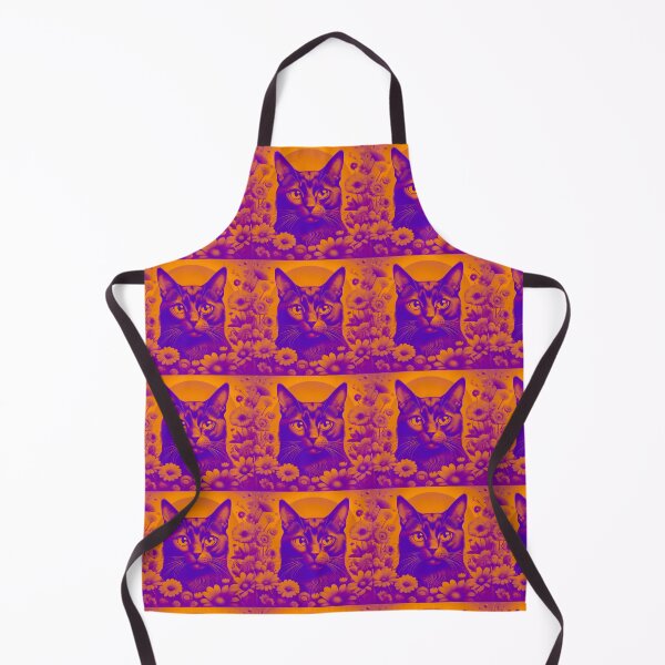 Item preview, Black Cat and Spring Flowers 2-Purple-Yellow Duotone designed and sold by Kate Anderson Art.
