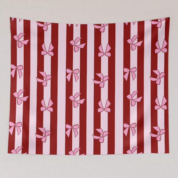 Item preview, Pink and Burgundy Red Bows and Stripes Pattern designed and sold by OneThreeSix.