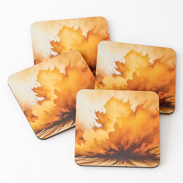 Item preview, Fiery abstract explosion artwork with dramatic orange flames, dynamic energy burst, smoke clouds, and intense modern painting style designed and sold by Mimoshi ⭐⭐⭐⭐⭐.
