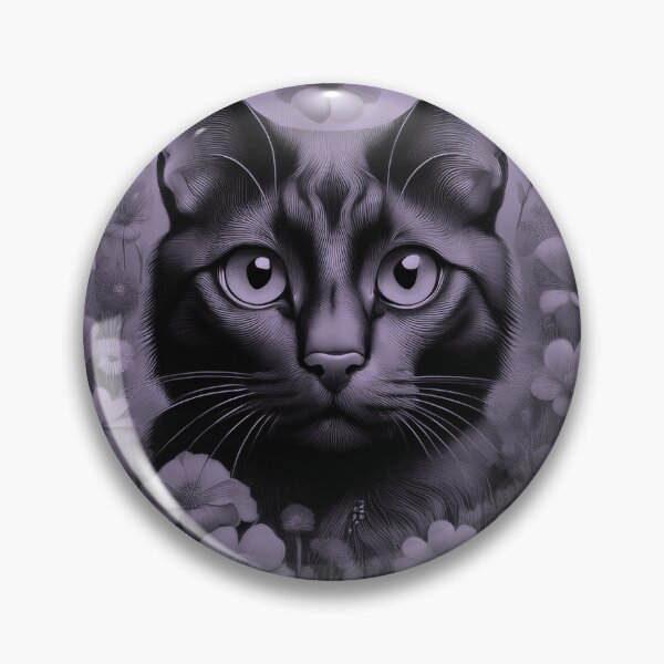 Item preview, Black Cat and Spring Flowers 3-Black-Purple Duotone designed and sold by Kate Anderson Art.