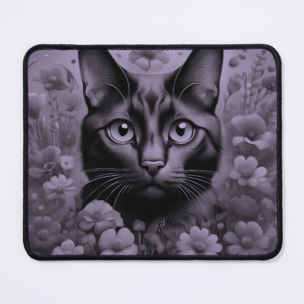 Item preview, Black Cat and Spring Flowers 3-Black-Purple Duotone designed and sold by Kate Anderson Art.
