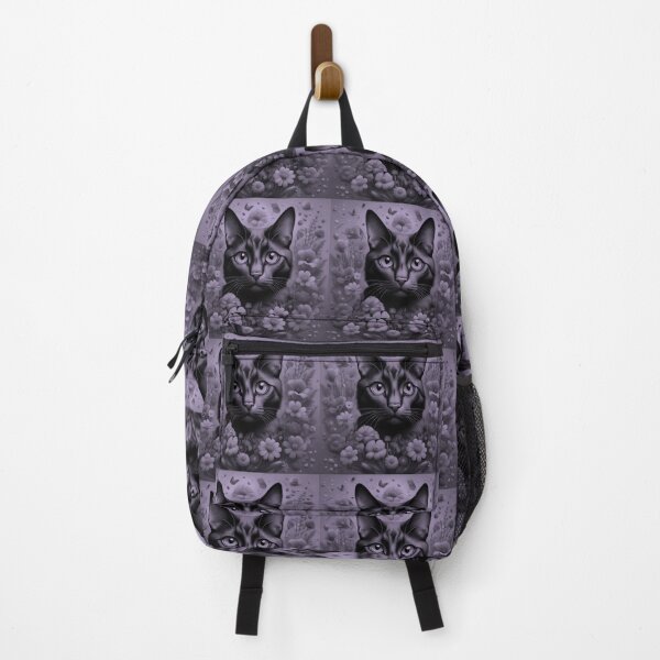 Item preview, Black Cat and Spring Flowers 3-Black-Purple Duotone designed and sold by Kate Anderson Art.