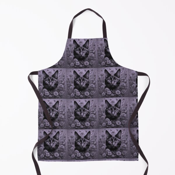 Item preview, Black Cat and Spring Flowers 3-Black-Purple Duotone designed and sold by Kate Anderson Art.