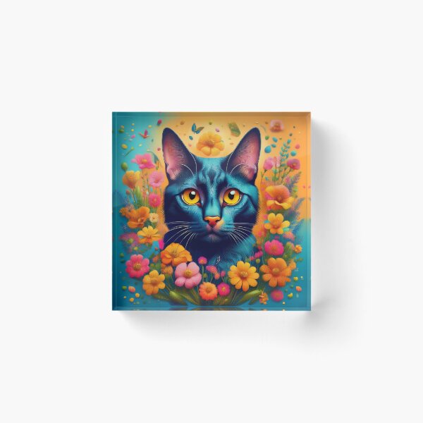 Item preview, Black Cat and Spring Flowers 3 designed and sold by Kate Anderson Art.