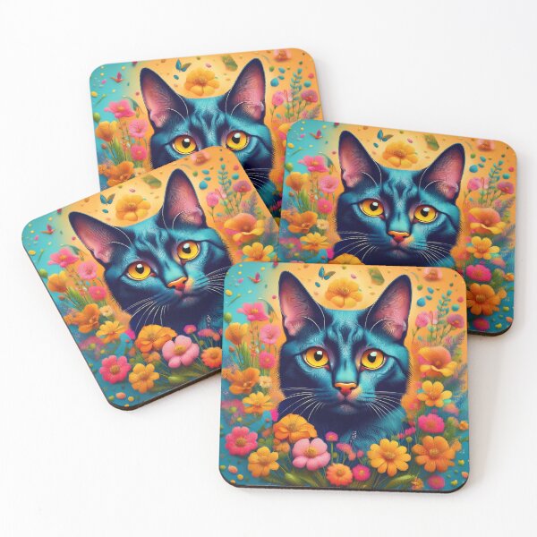 Item preview, Black Cat and Spring Flowers 3 designed and sold by Kate Anderson Art.
