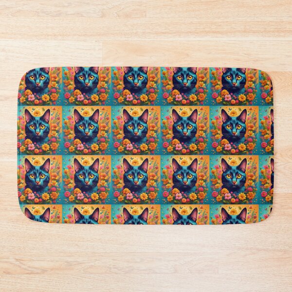 Item preview, Black Cat and Spring Flowers 3 designed and sold by Kate Anderson Art.