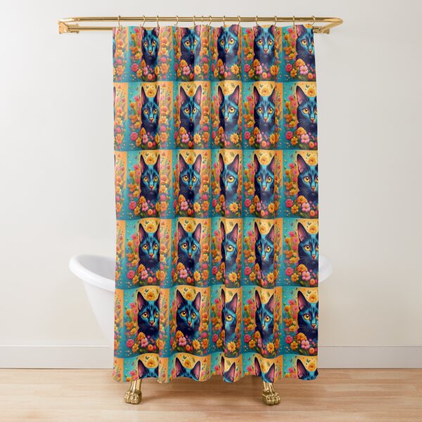 Item preview, Black Cat and Spring Flowers 3 designed and sold by Kate Anderson Art.