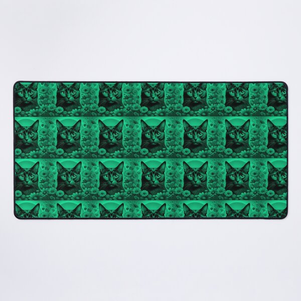 Item preview, Black Cat and Spring Flowers 2-Black-Green Duotone designed and sold by Kate Anderson Art.