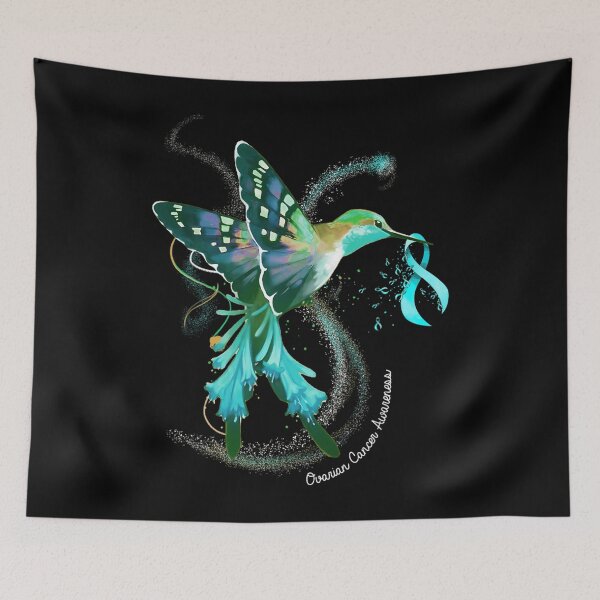 Item preview, Hummingbird Holding Teal Ribbon Ovarian Cancer Awareness 		 designed and sold by zkguklahcz21.