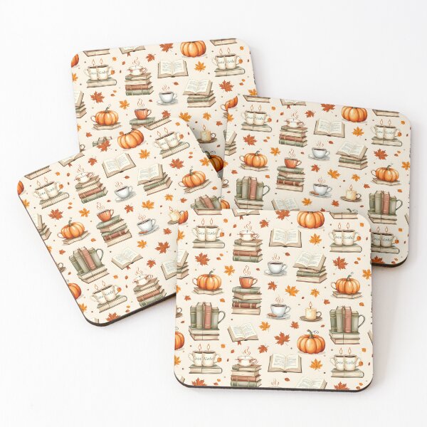 Item preview, An autumn cozy pattern design with pumpkins, leaves and books designed and sold by Merrylands Artshop.