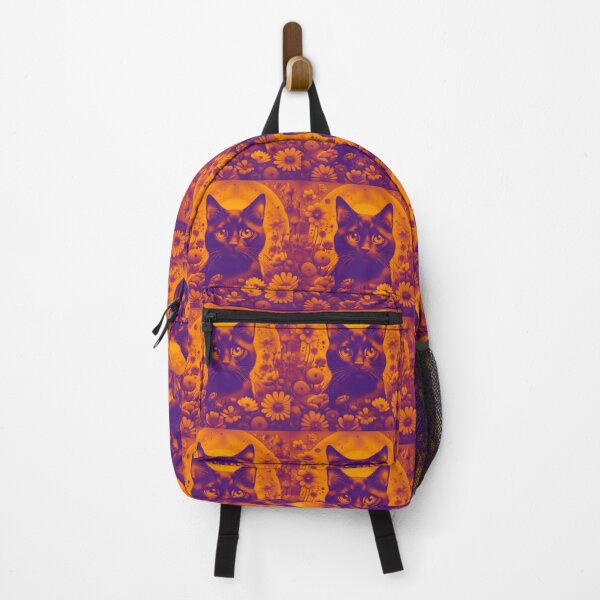 Item preview, Black Cat and Spring Flowers 1-Purple-Yellow Duotone designed and sold by Kate Anderson Art.