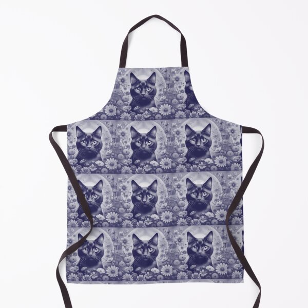 Item preview, Black Cat and Spring Flowers 1-Black-Purple Duotone designed and sold by Kate Anderson Art.