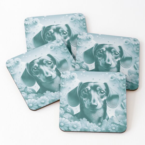 Item preview, Dottie Dachshund Teal Duotone designed and sold by Kate Anderson Art.