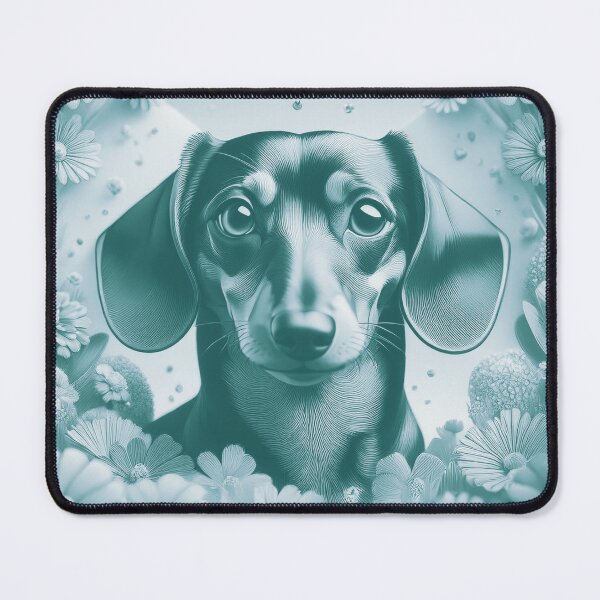 Item preview, Dottie Dachshund Teal Duotone designed and sold by Kate Anderson Art.