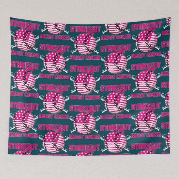 Item preview, American Flag Strikeout Breast Cancer Baseball designed and sold by SimonisJunior.