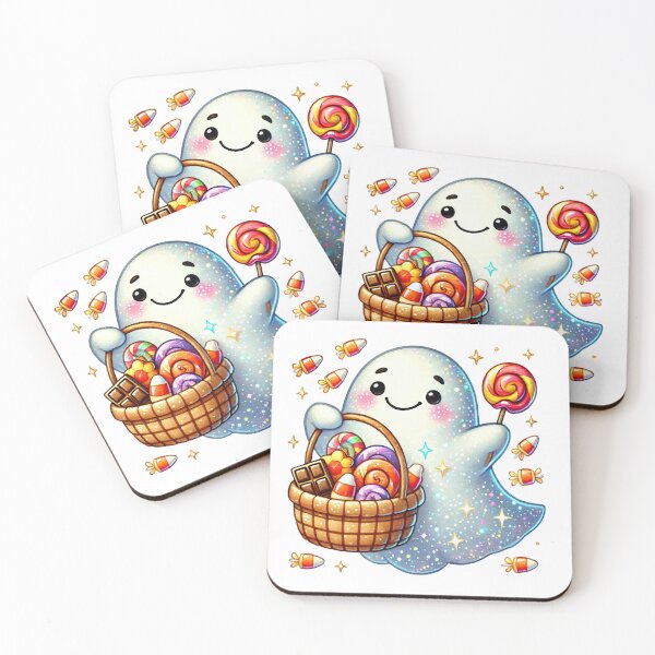 Item preview, Adorable ghost with a basket of candy and a lollipop designed and sold by JonysCreativeDesigns.
