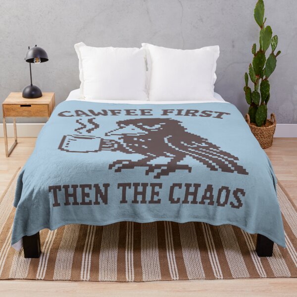 Item preview, Cawfee First Then The Chaos Pixel Crow Pun Funny Saying designed and sold by NosandEdgy.