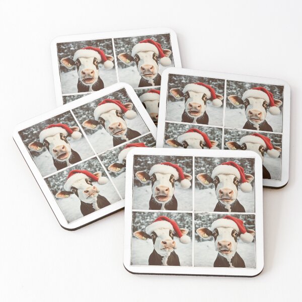 Item preview, Christmas Cow Photobooth Picture – Santa Hat Funny Farm Animal designed and sold by RockFireMerch.