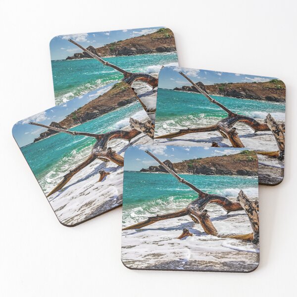 Item preview, Driftwood and Waves – Seaside with Turquoise Waters designed and sold by Aurora Prints.