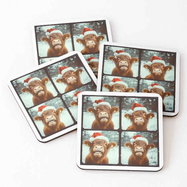 Item preview, Funny Highland Cow Christmas Photo – Cute Santa Hat Farm Animal designed and sold by RockFireMerch.