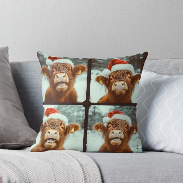 Item preview, Funny Highland Cow Christmas Photo – Cute Santa Hat Farm Animal designed and sold by RockFireMerch.