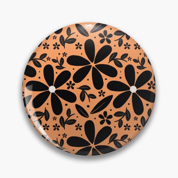 Item preview, Seamless pattern of black and orange flowers and leaves  designed and sold by elleillustrart.