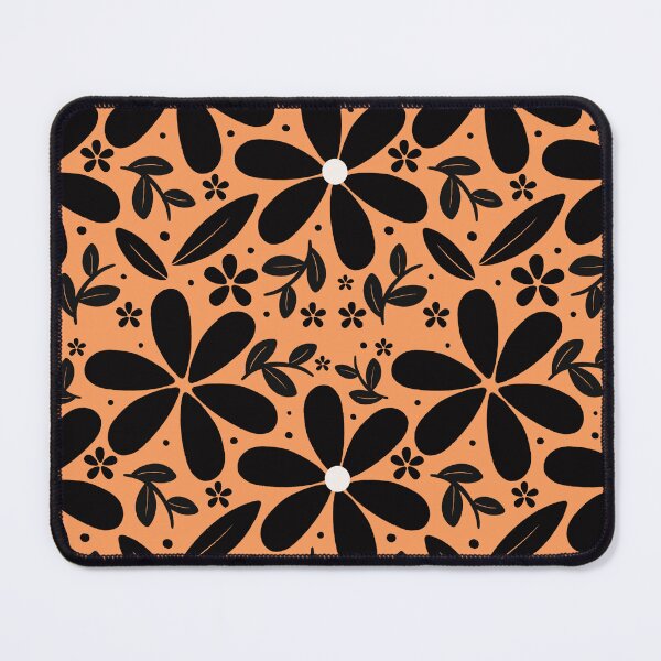 Item preview, Seamless pattern of black and orange flowers and leaves designed and sold by elleillustrart.