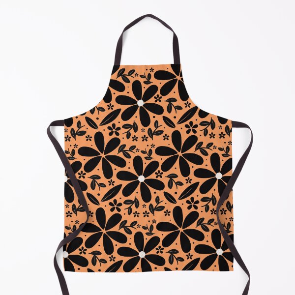 Item preview, Seamless pattern of black and orange flowers and leaves designed and sold by elleillustrart.
