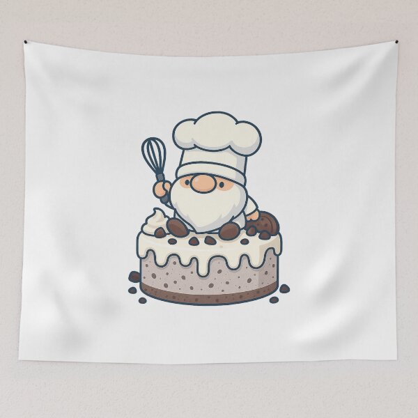 Item preview, Chef Gnome on Cookies-and-Cream Cake – Cute Dessert Design designed and sold by PrintCreations9.