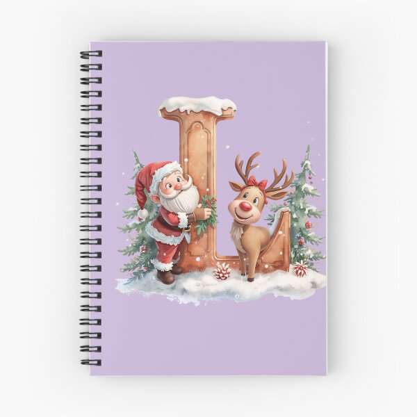 Item preview, Santa & Reindeer Monogram Letter L – Cute Personalized Christmas Holiday Alphabet Gift designed and sold by AmenAlways.