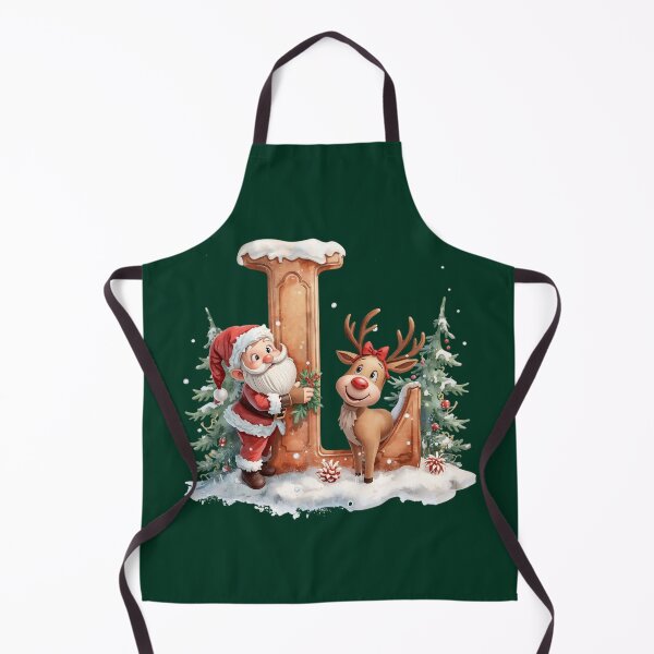 Item preview, Santa & Reindeer Monogram Letter L – Cute Personalized Christmas Holiday Alphabet Gift designed and sold by AmenAlways.
