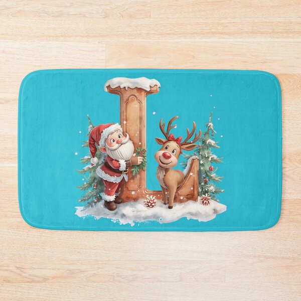Item preview, Santa & Reindeer Monogram Letter L – Cute Personalized Christmas Holiday Alphabet Gift designed and sold by AmenAlways.