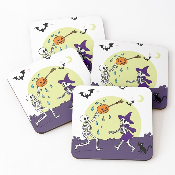 Item preview, Dancing Skeletons Pumpkins Illustration designed and sold by AL AMIN.