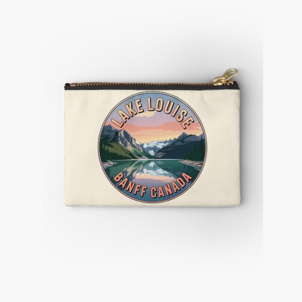 Item preview, Lake Louise Retro Sunset Badge – Banff Canada Autumn Sticker designed and sold by Horizon Tales.