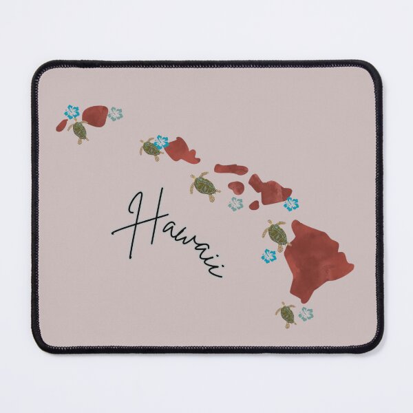 Item preview, Hawaii map design with sea turtle and hibiscus flower designed and sold by 8Q8 Style.