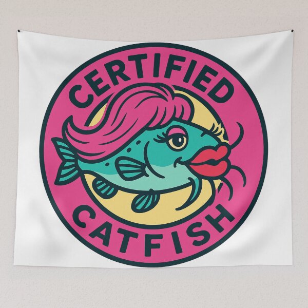 Item preview, Certified Catfish Funny Cartoon Logo Design designed and sold by ForbiddenPrints.
