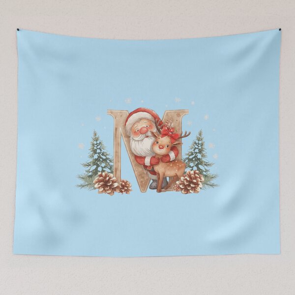 Item preview, Santa & Reindeer Monogram Letter M – Whimsical Personalized Christmas Holiday Alphabet Design designed and sold by AmenAlways.