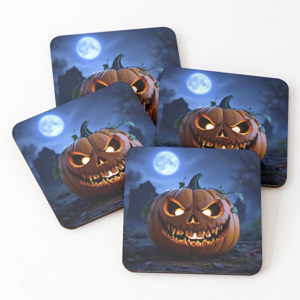 Item preview, Spooky Jack-O'-Lantern in Haunted Graveyard with Full Moon – Creepy Halloween Night Art designed and sold by Ani-24.