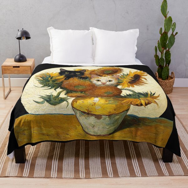 Item preview, Title: Van Gogh Sunflowers with Cat Heads – Whimsical Feline Artwork designed and sold by CoputerEasel.