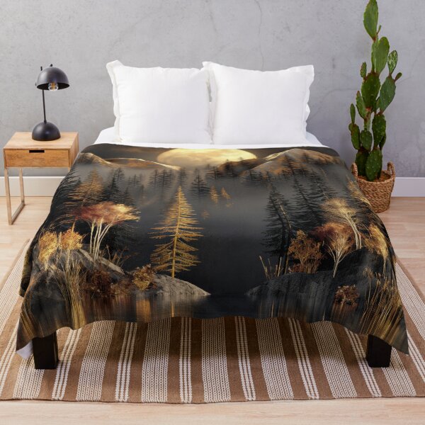 Item preview, Moon over Autumn Mountain and Lake Scenery at Night designed and sold by MargaretWiktor.