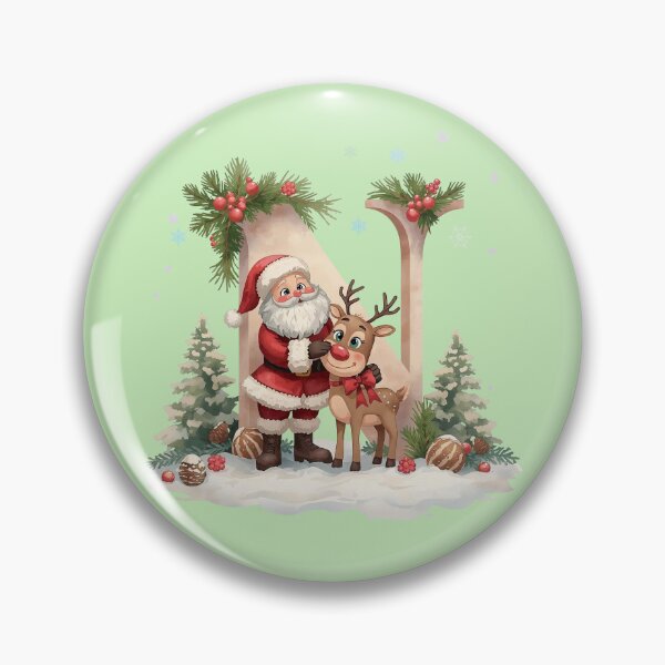 Item preview, Santa & Reindeer Monogram Letter N – Festive Personalized Christmas Holiday Alphabet Gift designed and sold by AmenAlways.