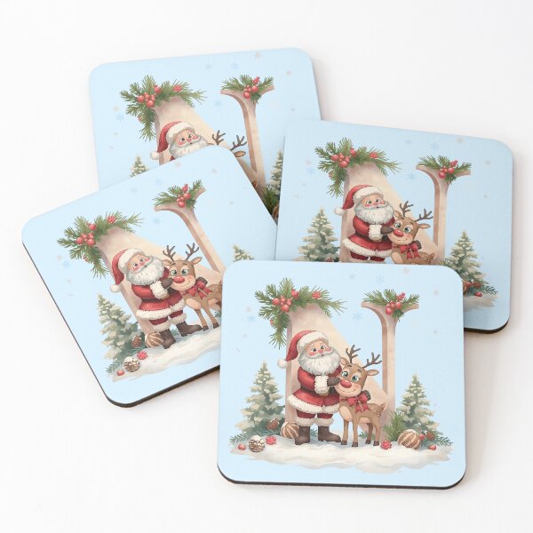 Item preview, Santa & Reindeer Monogram Letter N – Festive Personalized Christmas Holiday Alphabet Gift designed and sold by AmenAlways.