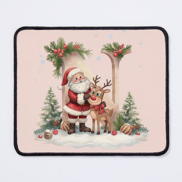 Item preview, Santa & Reindeer Monogram Letter N – Festive Personalized Christmas Holiday Alphabet Gift designed and sold by AmenAlways.
